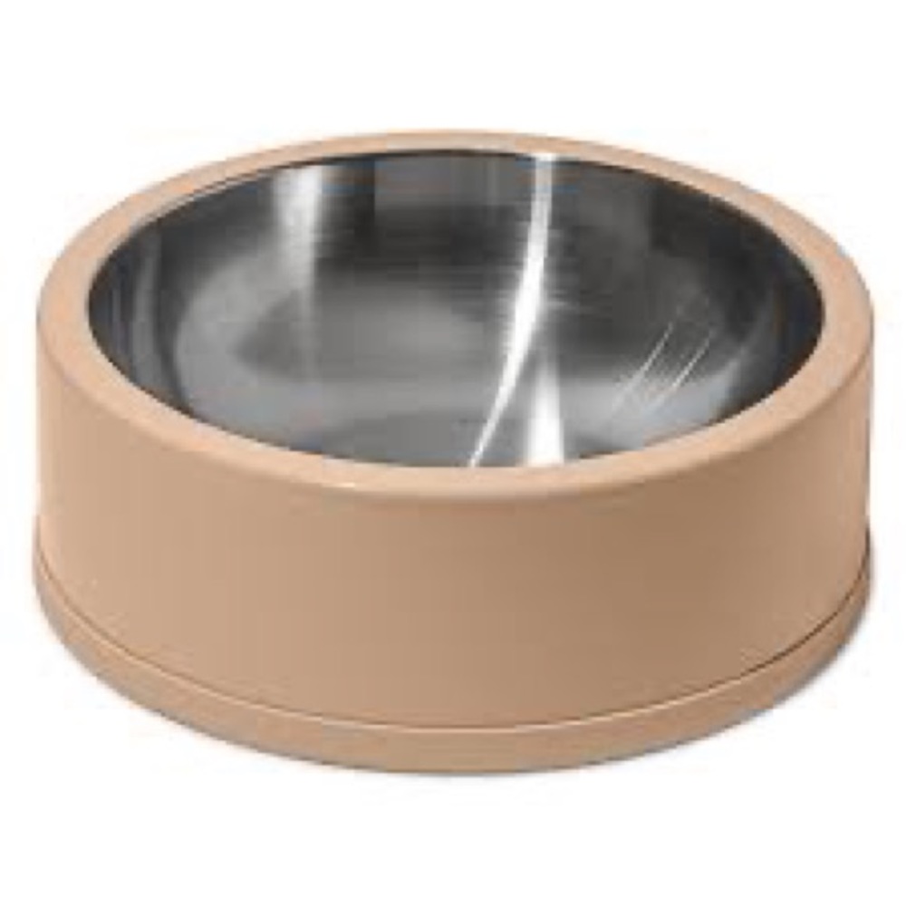 Beige, stainless steel, food, grade dog bowl, wild ones brand
